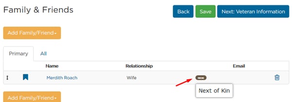 Next of Kin icon in Family & Friends