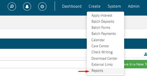 Reports in System tab dropdown