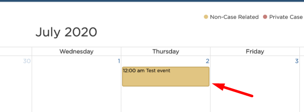 Non-Case Related Event in Calendar