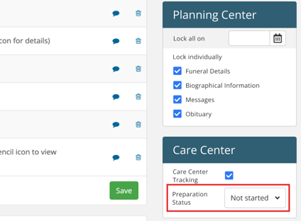 Care Center section of case sidebar