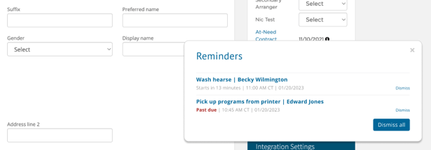 In-app reminders