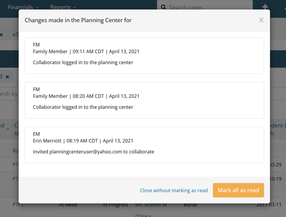 Planning Center notification preview