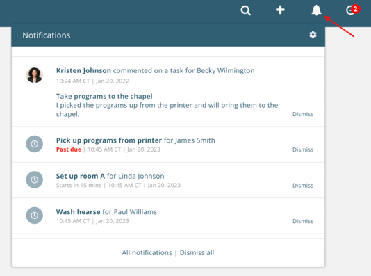 Notification feed