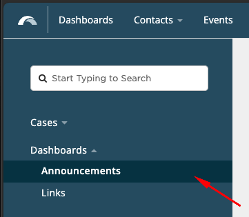 dashboards then announcements