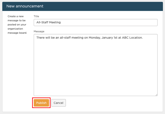 new announcement modal
