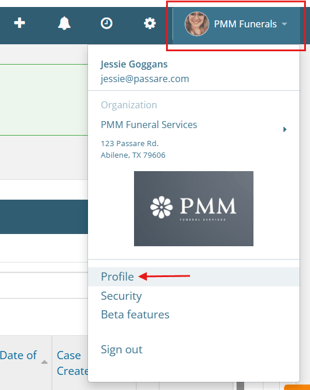 Profile dropdown from navigation