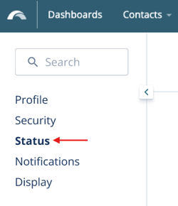 Status selected in left menu