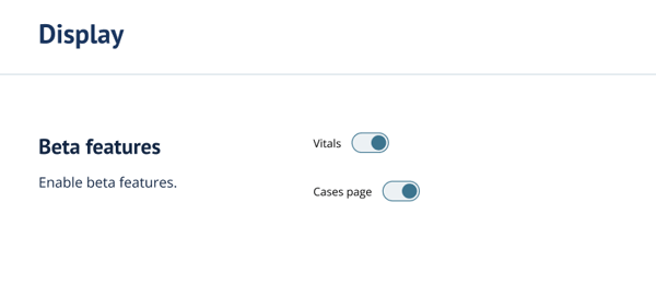Profile > Display page with beta feature toggles