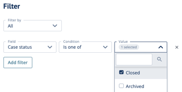 Next, select&nbsp;your field > select a&nbsp;condition &nbsp;> and a value