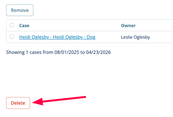 Delete button with red arrow pointing to it
