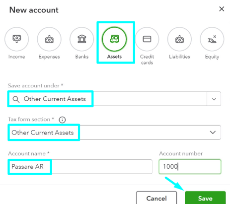 Fill out details for Other Current Assets account