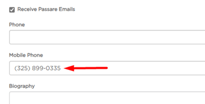 Mobile phone number field in Profile