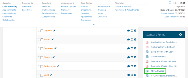 FEMA invoice