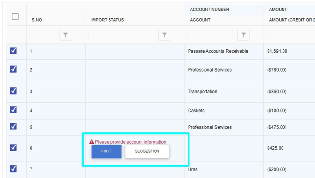Missing account name error message
