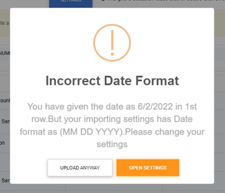 Incorrect date format error message