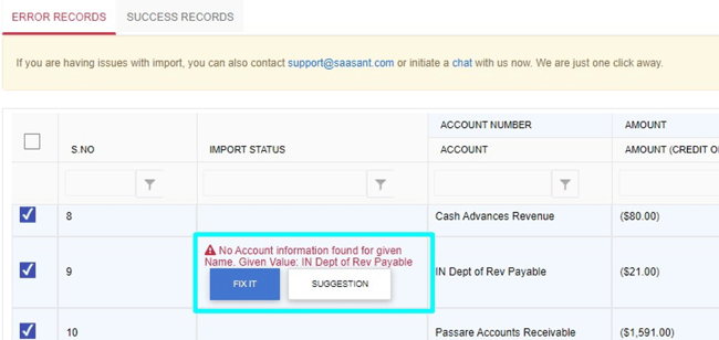 Sales tax error message