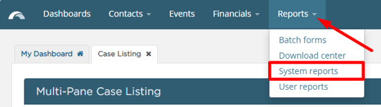 Reports > System reports