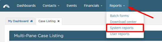 Reports > System reports