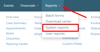 Reports > System reports