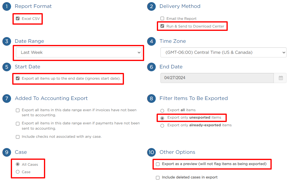 Export financials for QuickBooks Online
