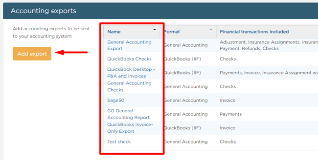 Add export or select existing