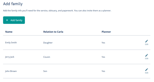 Add family page