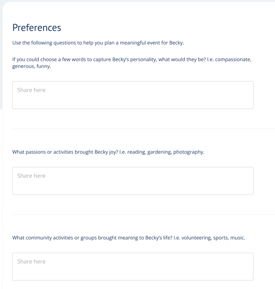 Preferences page