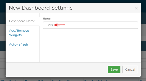 Name dashboard tab