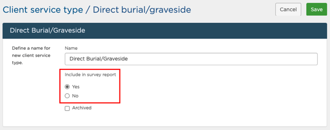 include in survey report option