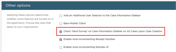 Check 'Send Survey' setting in Admin > Features > Other options