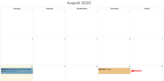 select non-case related event in calendar