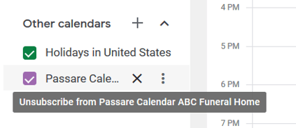 image showing how to remove calendar on Google