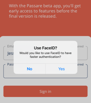 Use FaceID message prompt