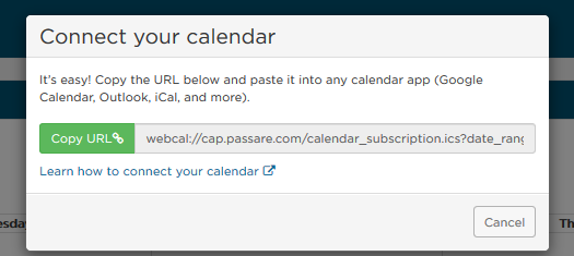 Green "Copy URL" box