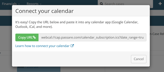 Connect your calendar modal with URL