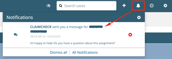 open claimcheck message notification