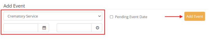 Event type, date and time fields