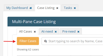 Filter cases button