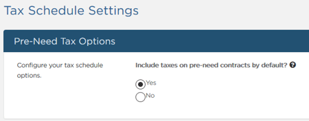Tax Schedule Settings