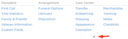 Arrow icon for case menu