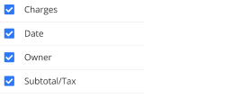 Pet invoice PDF column options