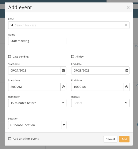 Add event modal