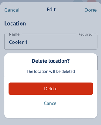 Delete location confirmation