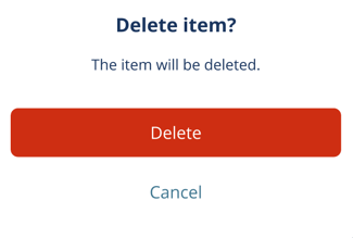 Delete item confirmation