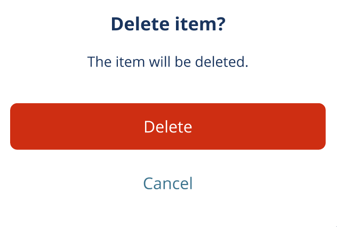 Delete item confirmation