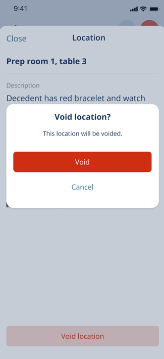 Void location confirmation
