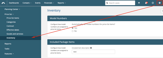 inventory settings