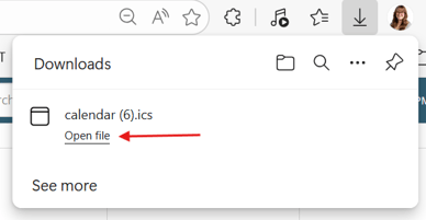 Exported event in browser downloads menu