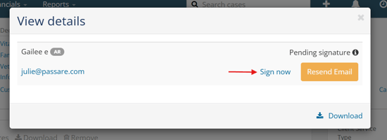 View details modal pointing to Sign now button