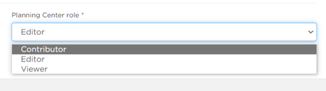 Planning Center role dropdown